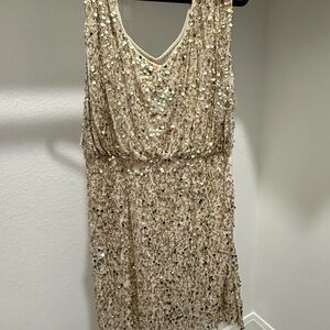 Aidan Mattox Champagne Sequin Backless Dress
